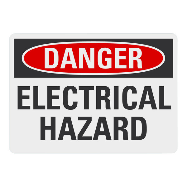 A white Lavex engineer-grade reflective aluminum safety sign with black text reading "Danger / Electrical Hazard"