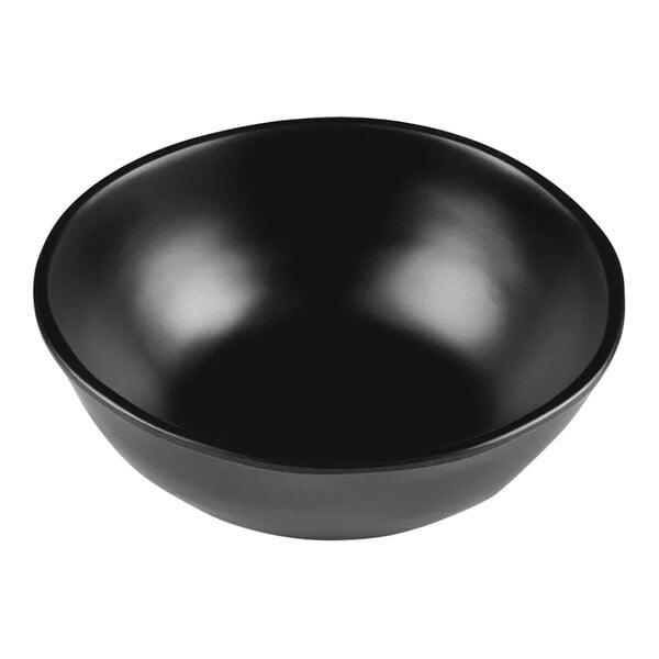 A black Elite Global Solutions melamine bowl on a white background.