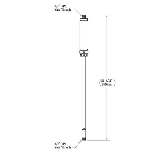 A diagram of a metal rod with a white background.