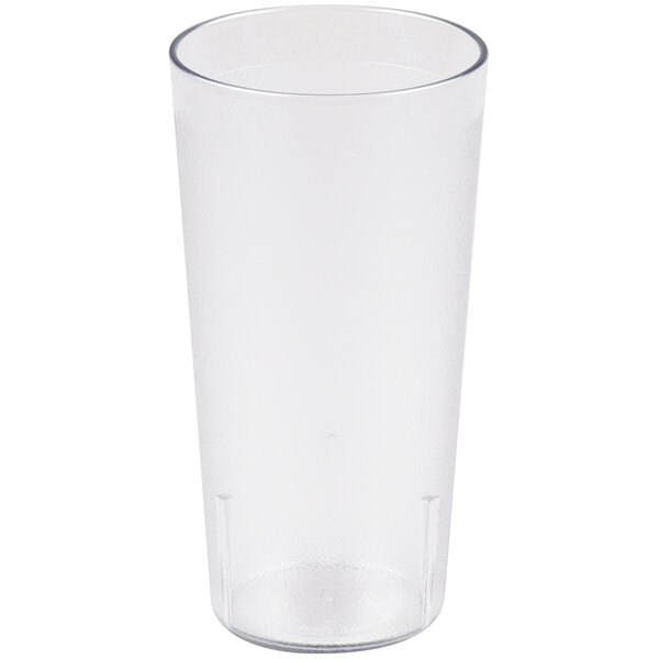 A clear 22 oz. plastic tumbler.