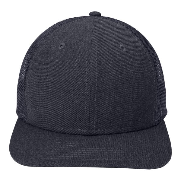 New Era NE207 Customizable Heather Navy / Navy 6-Panel Trucker Cap with Mesh Back - Structured, Low Profile