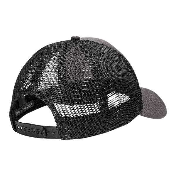 A charcoal and black 5-panel hat with a black mesh back.