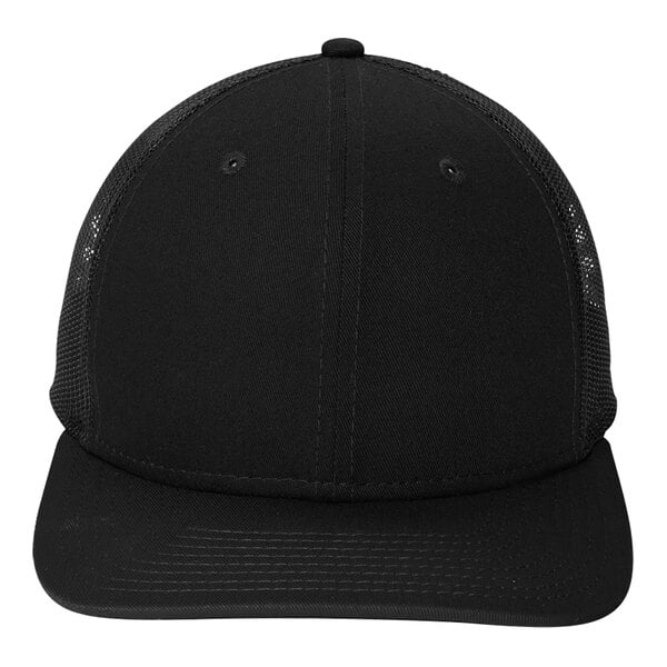 New Era NE207 Customizable Black 6-Panel Trucker Cap with Mesh Back - Structured, Low Profile