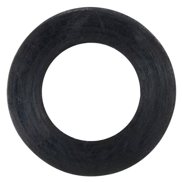 A black rubber washer with a white circle.