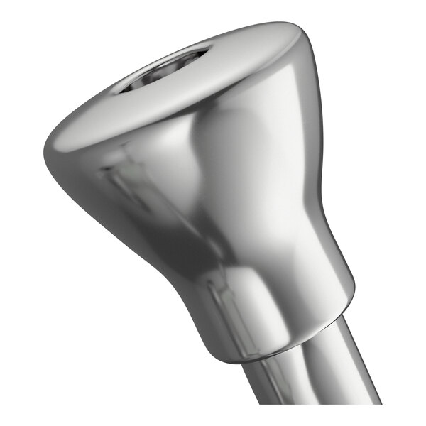 A chrome-plated brass universal faucet mount eyewash attachment.