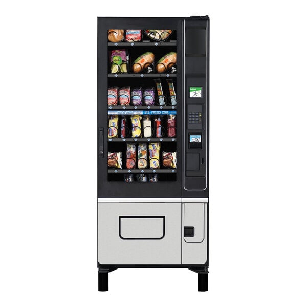 A Selectivend refrigerated vending machine with food on shelves.