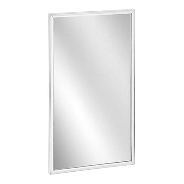 A rectangular mirror with a stainless steel frame.