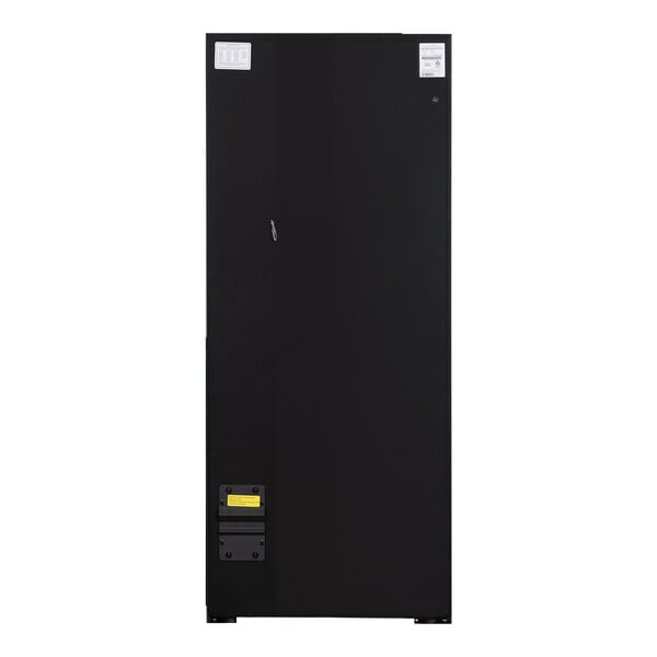 A black rectangular Selectivend snack vending machine with a yellow label.