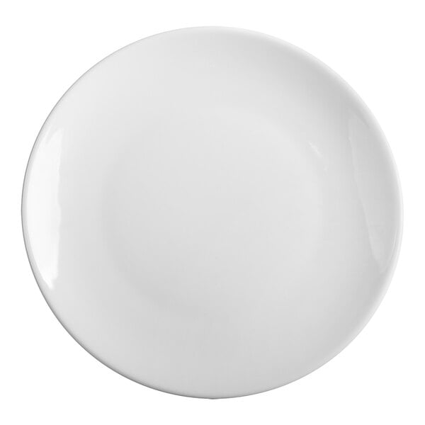 A HydroZero Ivory by Oneida porcelain plate with a white rim on a white background.