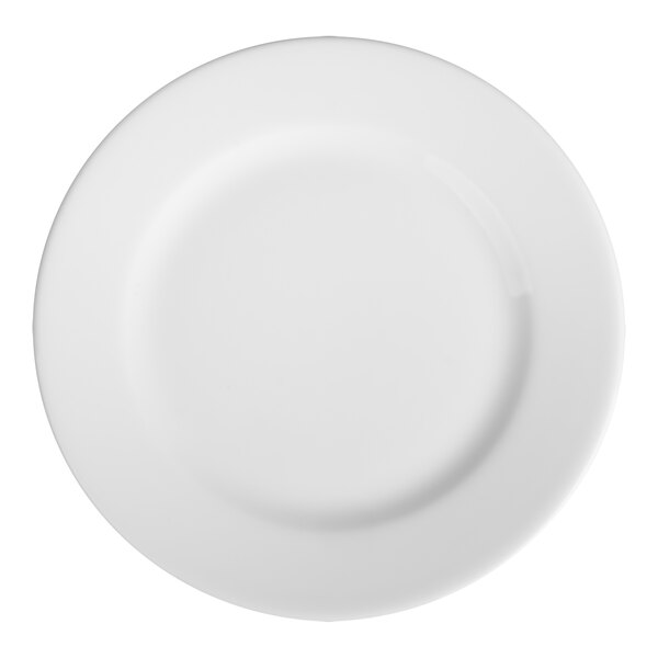 A white HydroZero Ivory porcelain plate with a round edge.