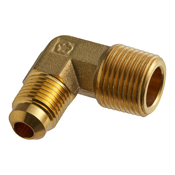 A gold brass L-type flare connector for Estella Caffe coffee machines.