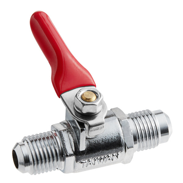 A close up of an Estella Caffe pressure release tap with a red handle.