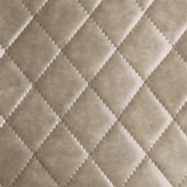 A close up of a gray tufted leather seat on a black chair.