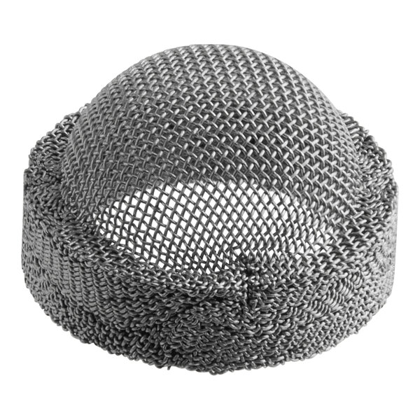 A metal conical filter with a metal mesh.