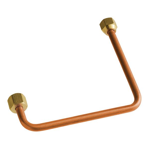 A copper pipe with brass fittings.
