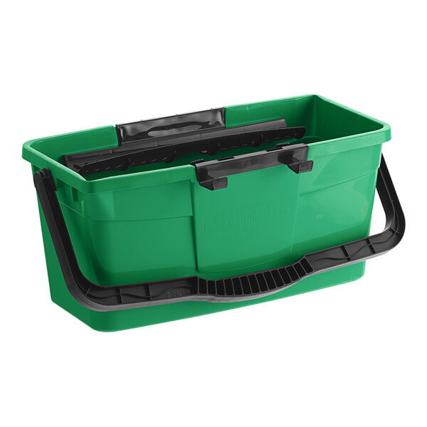 A green plastic Unger Pro bucket with black handles.