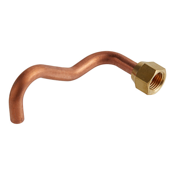 A copper pipe with a brass nut.