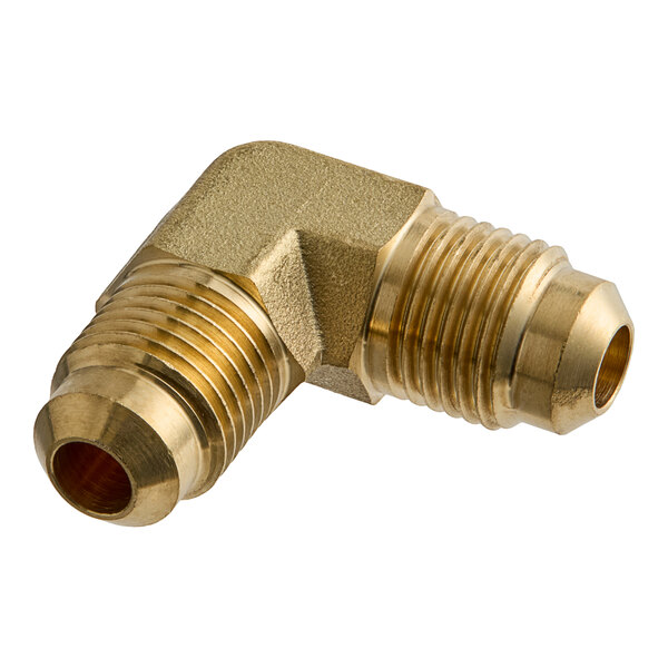A brass Estella Caffe Union Elbow fitting.