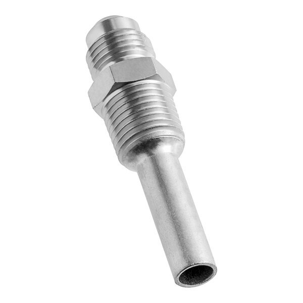 A silver metal threaded pipe fitting nozzle for an Estella Caffe coffee machine.