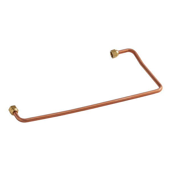 A copper drain tube for an Estella Caffe coffee machine with nuts on the end.