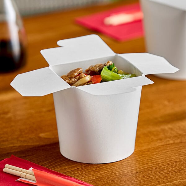 Emperor's Select 16 oz. White Microwavable Paper Round Bottom Take-Out Container - 25/Pack