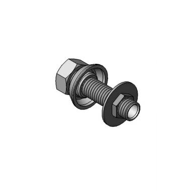 A T&S deck flange assembly with a nut and bolt.