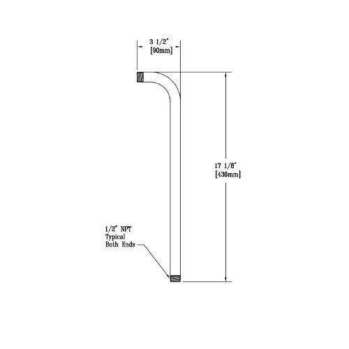 A drawing of a long metal pipe with measurements.