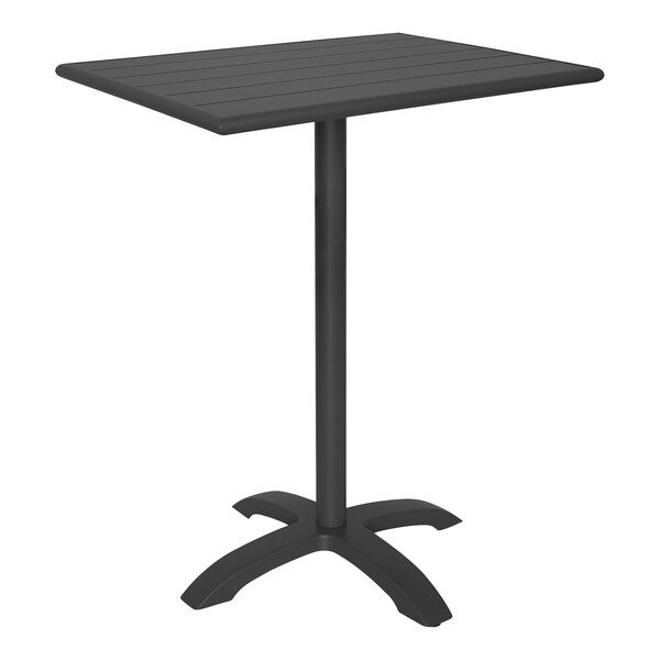 A black BFM Seating aluminum bar height table.