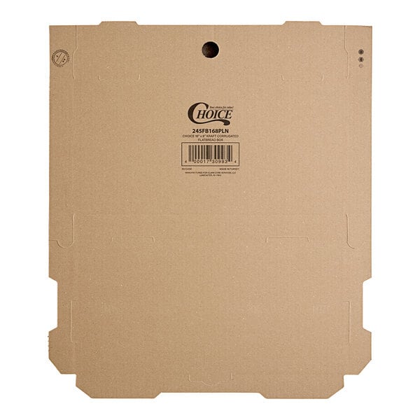 A Choice kraft cardboard bakery box with a label on it.