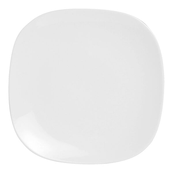 A white square Folio Parliament porcelain plate with rounded edges.