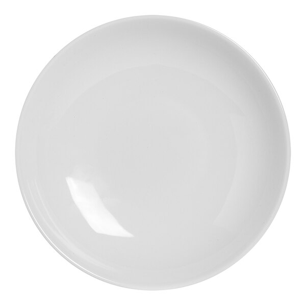 A white round coupe bowl with a small rim on a white background.