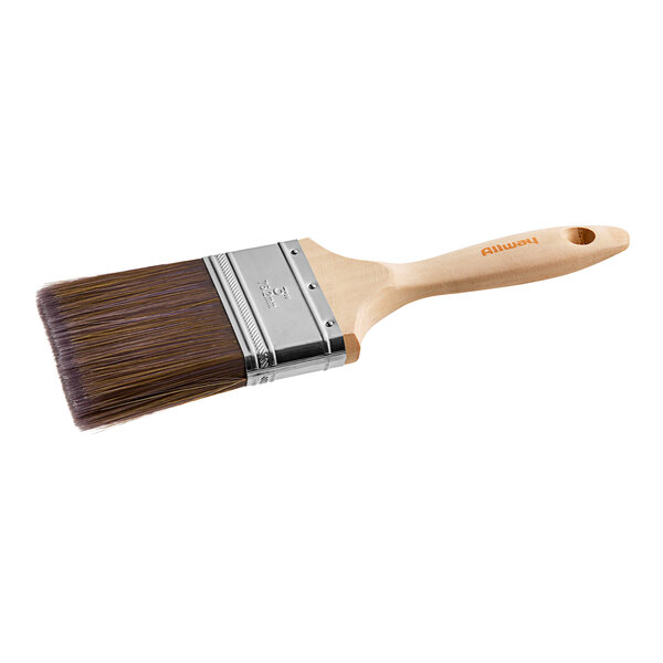 An Allway Tools 3" paint brush with a wooden handle.
