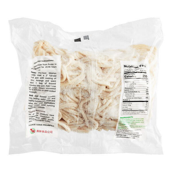 A bag of Twin Marquis frozen udon noodles with a label.