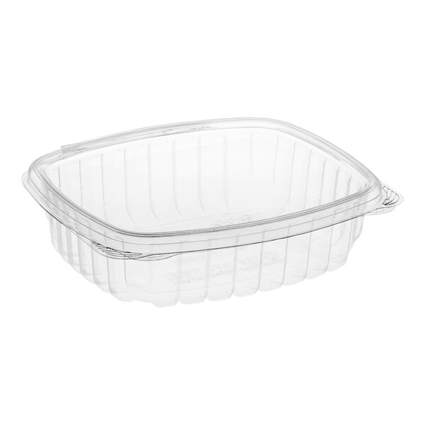 A clear Good Natured plastic container with a lid.