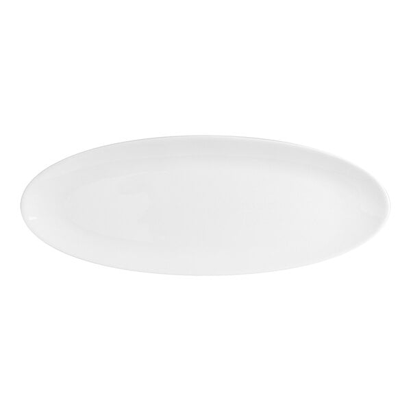 A white oval tray with a white background.