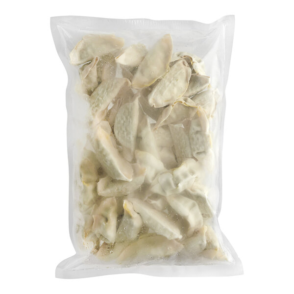 A plastic bag of Chef One Kale, Mixed Vegetable, and Tofu Dumplings.