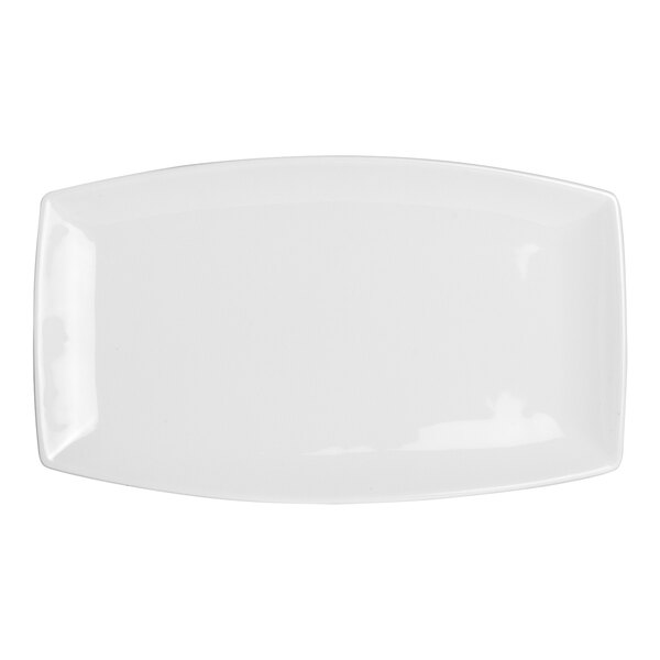 A white rectangular tray with a curved edge.