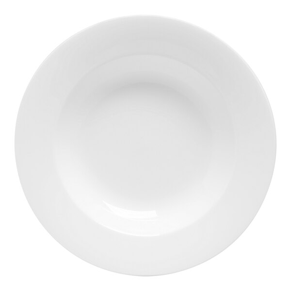 A white plate with a circular center.