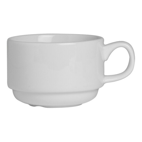 A white Folio Stratford cup with a handle.