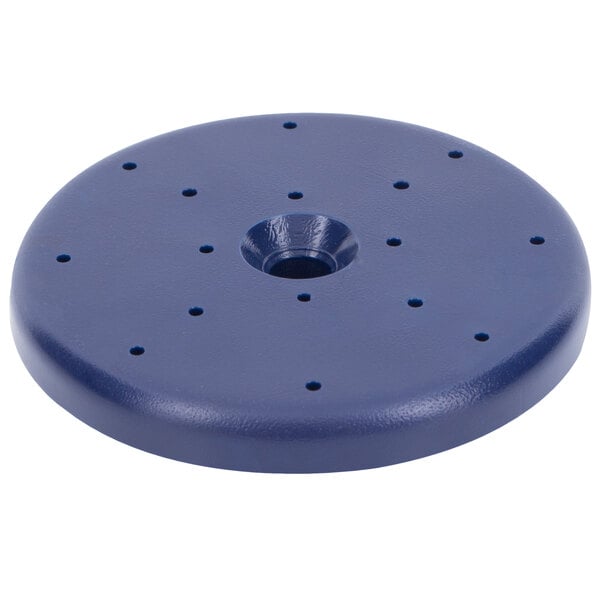 A blue circular spray face with holes.