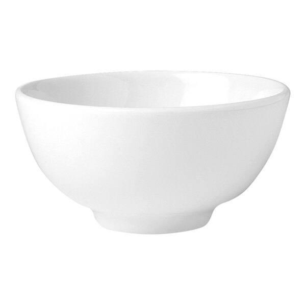 A white Steelite Distinction Monaco Vogue bowl with a white rim.