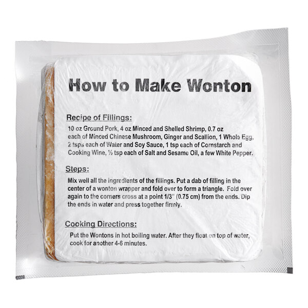 A package of Twin Marquis Hong Kong-Style Wonton Wrappers with a label.