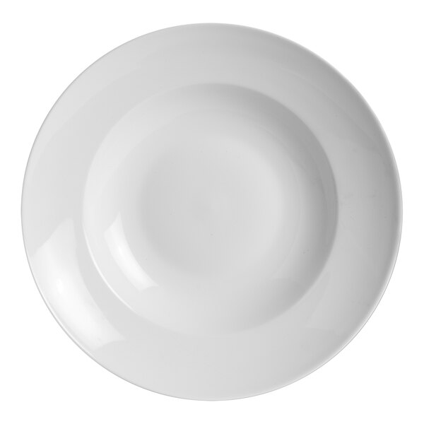A close-up of a white Folio Stratford presentation bowl with a round rim.
