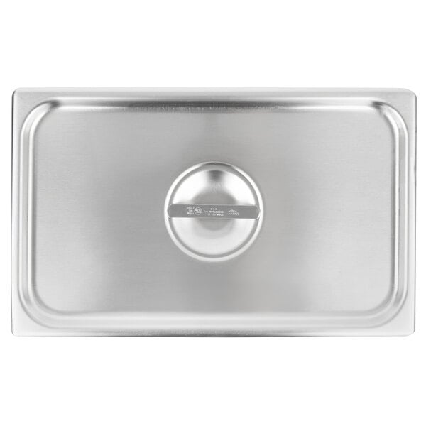 A stainless steel Vollrath deli pan cover.