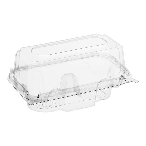A clear Good Natured plastic container with a clear lid containing two compartments.