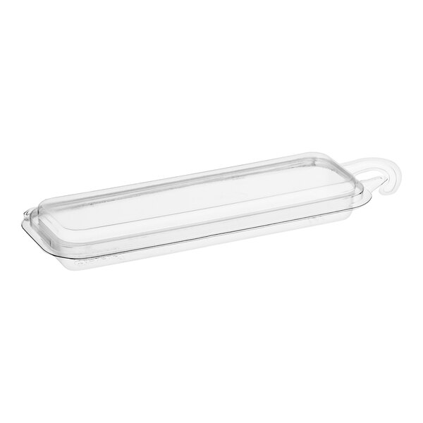 A clear plastic Good Natured herb container with a hanging tab.