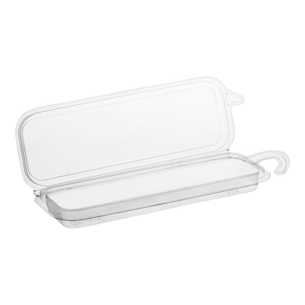 A clear plastic Good Natured herb container with a lid and hook.