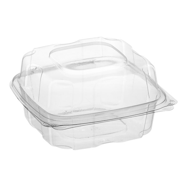 A case of Good Natured clear plastic containers with lids.