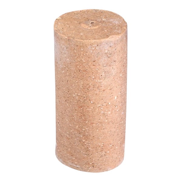 A brown cylindrical object on a white background.