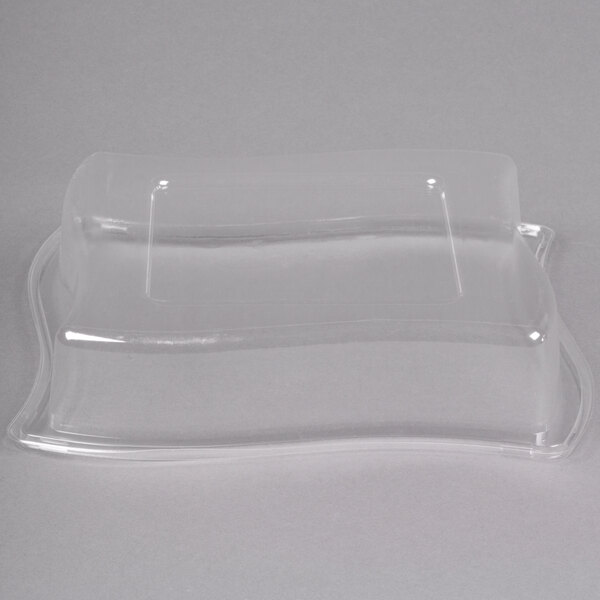 A clear rectangular plastic container with a clear rectangular lid.